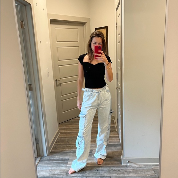 WeWoreWhat Denim - WeWoreWhat light wash Wide Leg cargo Jeans